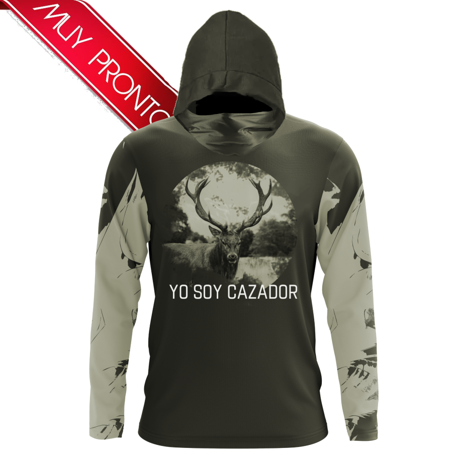 Camiseta de pesca Q53 manga larga en tonos grises, con detalles rojos y logos de patrocinadores.